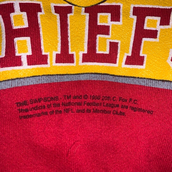 Vintage 1990 Kansas City Chiefs Bart Simpson Crewneck Sweater NFL - Picture 3 of 5